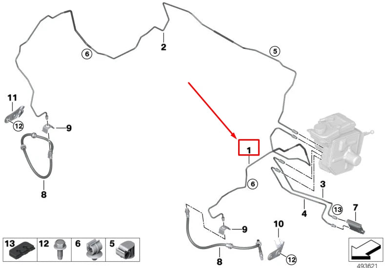 NEW BMW X5 G05 INTEGRATED BRAKE SYSTEM PIPE 34326895879 ORIGINAL
