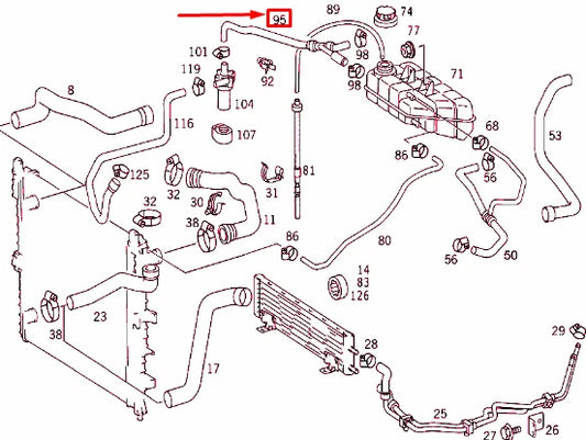 NEW MB ML W163 EXPANSION TANK TO RECIRCULATING PUMP HOSE LHD A1635013582