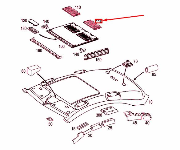 NEW MERCEDES-BENZ C W203 SUNROOF VENT GRILLE COVER A21178406447D43 ORIGINAL