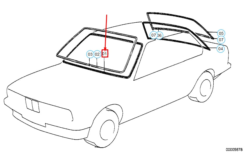 NEW BMW 3 E30 FRONT WINDSHIELD GLASS SEAL 51311972248 1972248 ORIGINAL