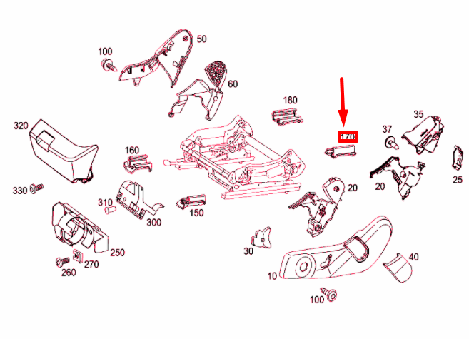 NEW MB C W204 FRONT LEFT SEAT REAR LEFT OUTER TRACK TRIM A20491903209051