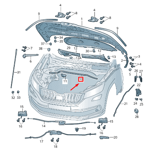 new skoda kamiq center bonnet seal 654823723 original