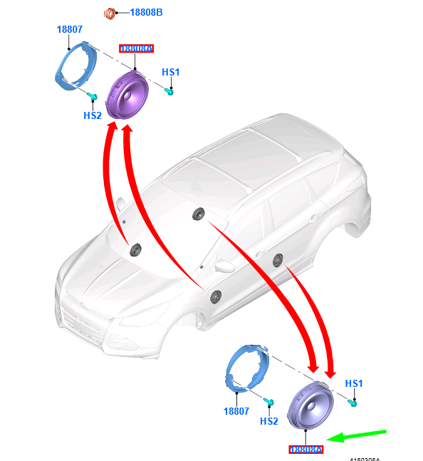 new ford kuga mk2 c520 rear door sound speaker aa6t-18808-ca 1702794 original