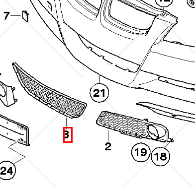 new bmw 3 e90 m front bumper lower center grille 51117906494 7906494 original