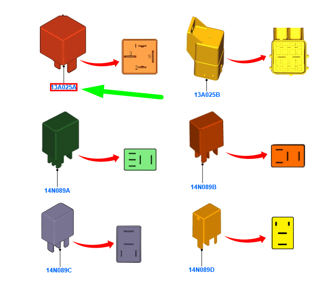 new ford ecosport mk2 bk relay 4 blade terminal 70 amp power 1433498 original