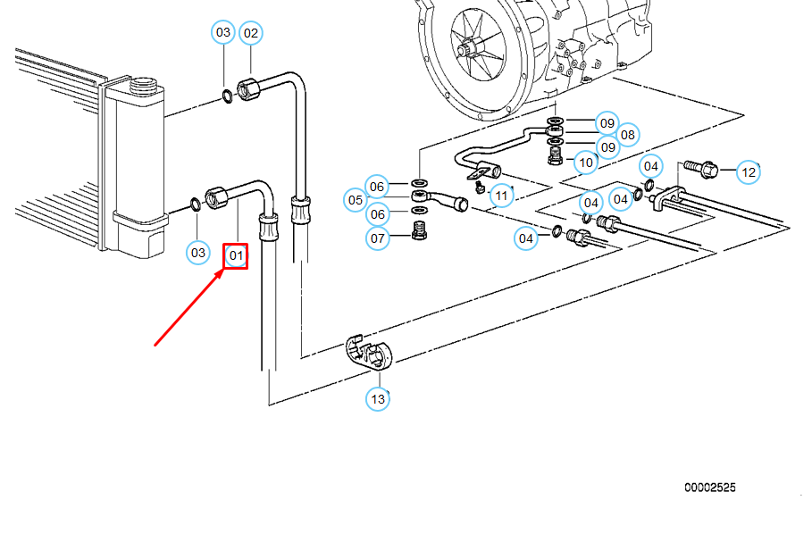 new bmw 5 e34 oil cooling pipe screw type connection 17221712246 original
