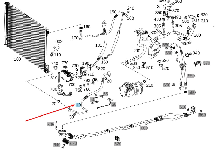 NEW MB C W205 COMPRESSOR TO CONDENSER REFRIGERANT LINE A2058307203 ORIGINAL