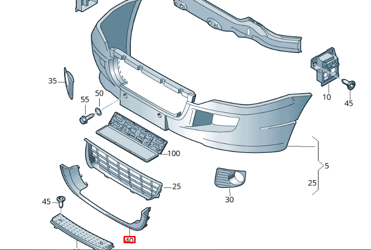 new volkswagen crafter 2e front bumper center lower trim 2e0807819 original