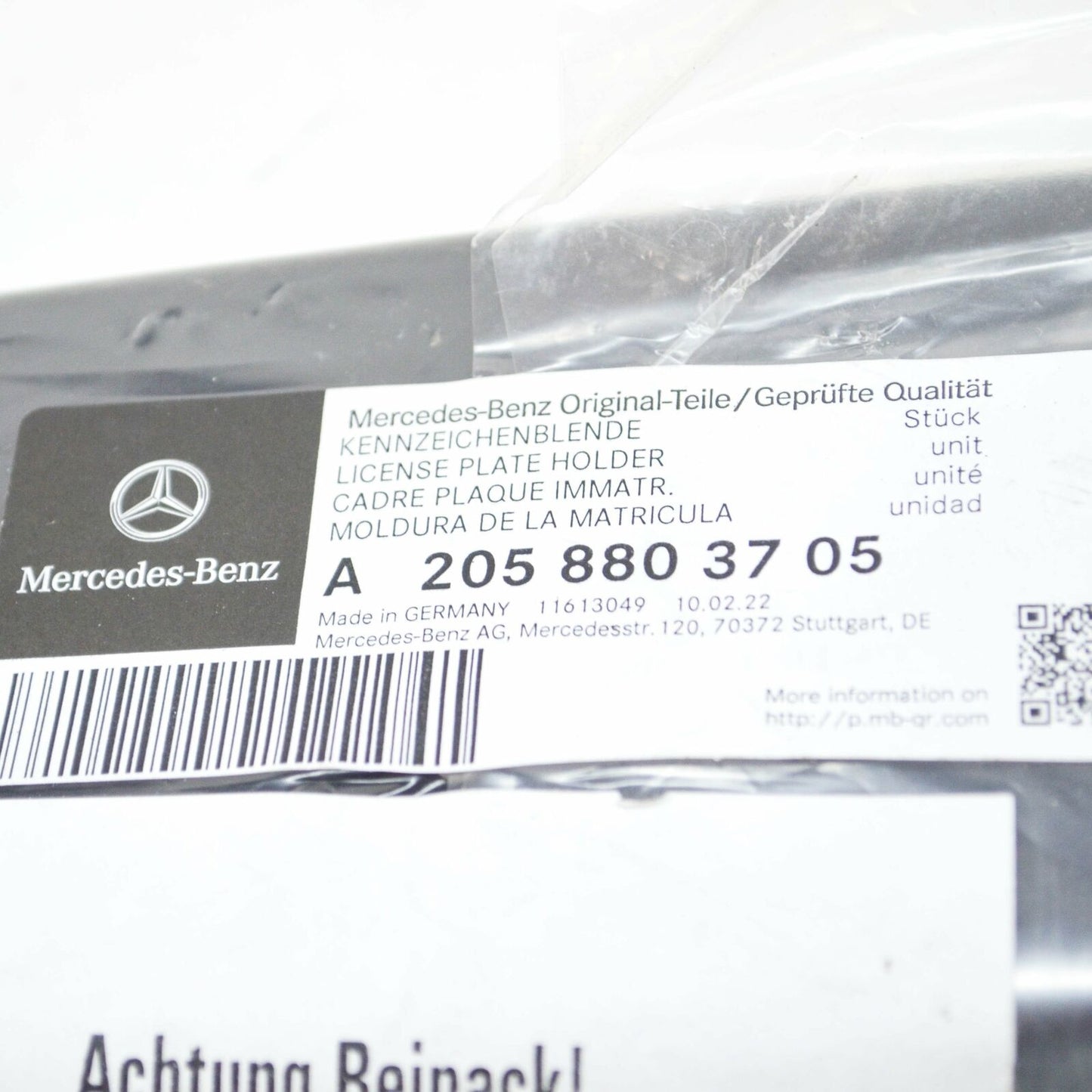 NEW MB C COUPE C205 FRONT BUMPER LICENSE NUMBER HOLDER A2058803705 ORIGINAL