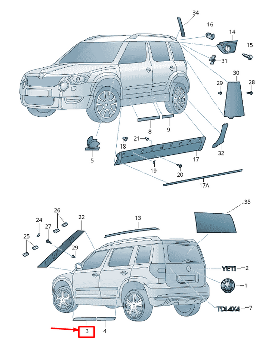 new skoda yeti 5l front right door protective strip 5l0853518aprp original
