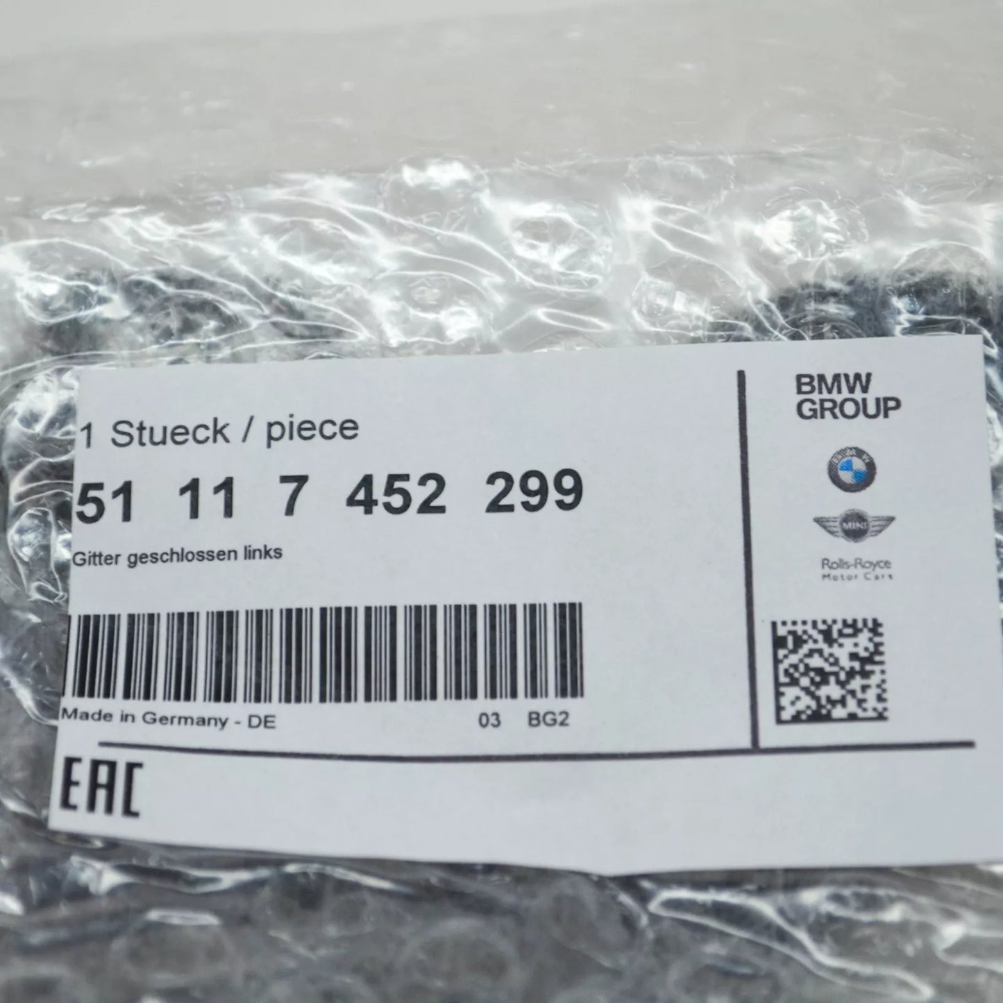 NEW BMW 2 CABRIO F23 FRONT BUMPER LEFT CLOSED GRILLE 51117452299 ORIGINAL