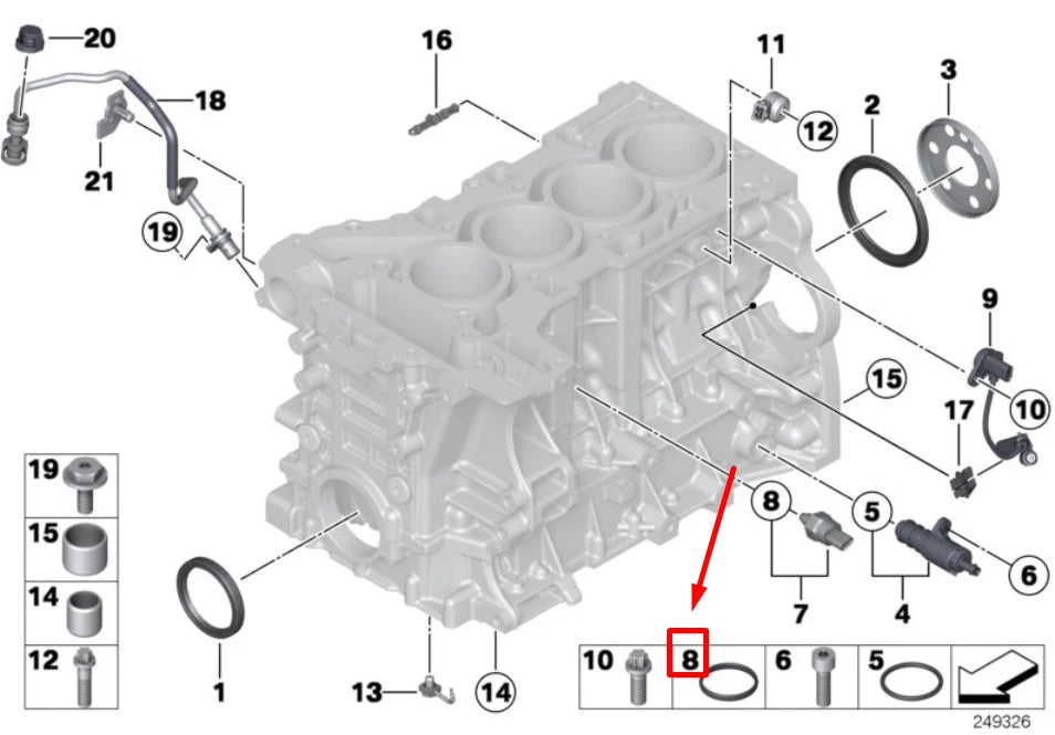 NEW BMW X3 F25 ENGINE BLOCK GASKET 12617614449 7614449 ORIGINAL