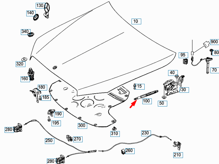 NEW MERCEDES-BENZ E-CLASS W213 FRONT RIGHT BONNET STRUT A2139800264 ORIGINAL