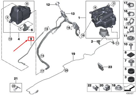 new bmw 5 touring g31 passive tank vent line 16197455472 original