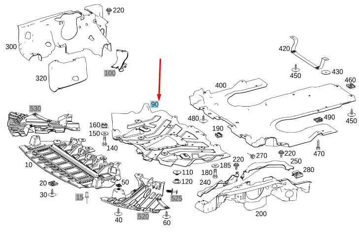 new mercedes-benz s c217 center underbody protection panel a2175241800 original