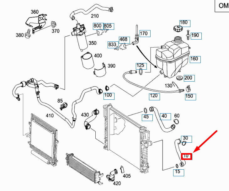 NEW MERCEDES-BENZ E W211 RADIATOR UPPER HOSE A2115015082 ORIGINAL