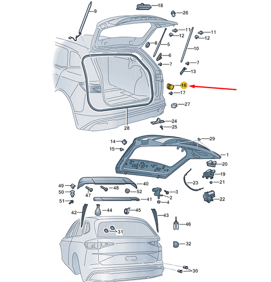 new skoda enyaq iv rear lid stop 5lg827490a original