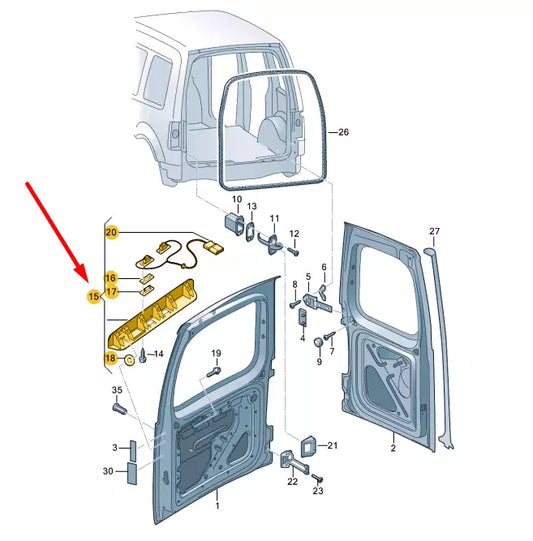 NEW VW CADDY 2K REAR BACK DOOR GRIP MOLDING 2K5827574S9B9