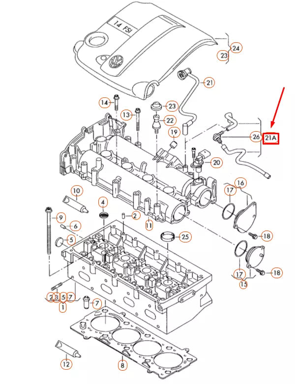 NEW AUDI A3 8P CYLINDER HEAD COVER VENT HOSE 03C103558M
