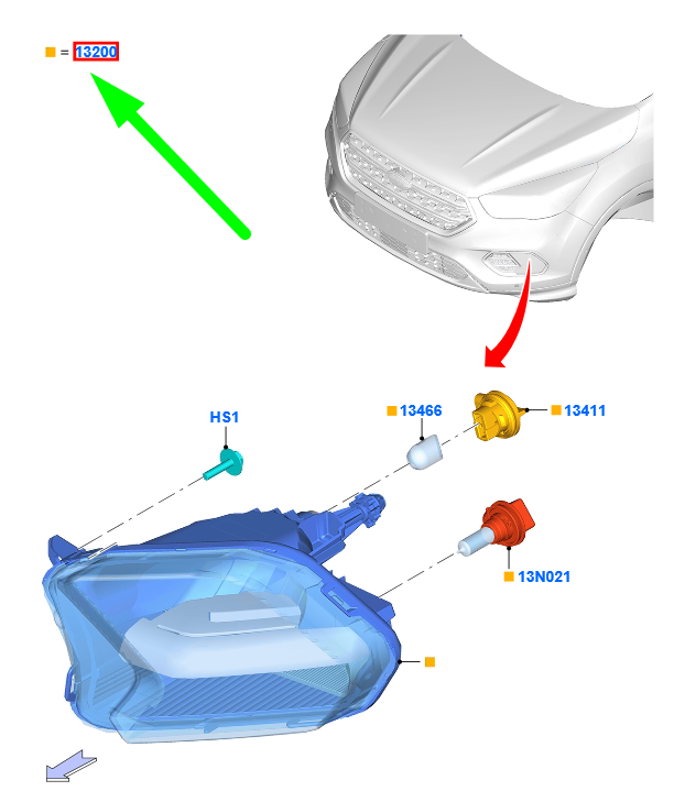 new ford kuga c520 mk2 front left side marker lamp 2069202 original