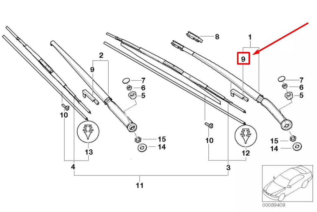 NEW BMW 3 E46 WIPER BLADE GUIDE WIPER ARM 8263685 61618263685 ORIGINAL