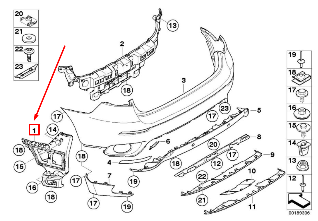 new bmw x6 e71, e72 rear right bumper bracket 7176246 51127176246 original