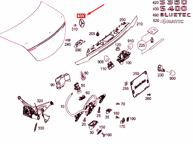 NEW MERCEDES-BENZ S W222 REAR LID MERCEDES STAR A2228170016 ORIGINAL