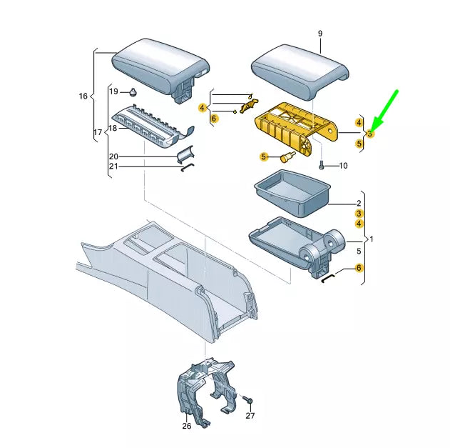 NEW AUDI A6 C7 ARMREST UPPER PART REPAIR SET 4G88981734PK