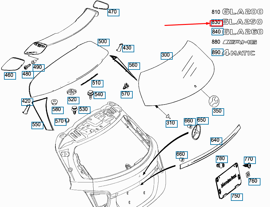 NEW MERCEDES-BENZ GLA-CLASS X156 REAR PANEL DOOR BADGE A1568171515 ORIGINAL
