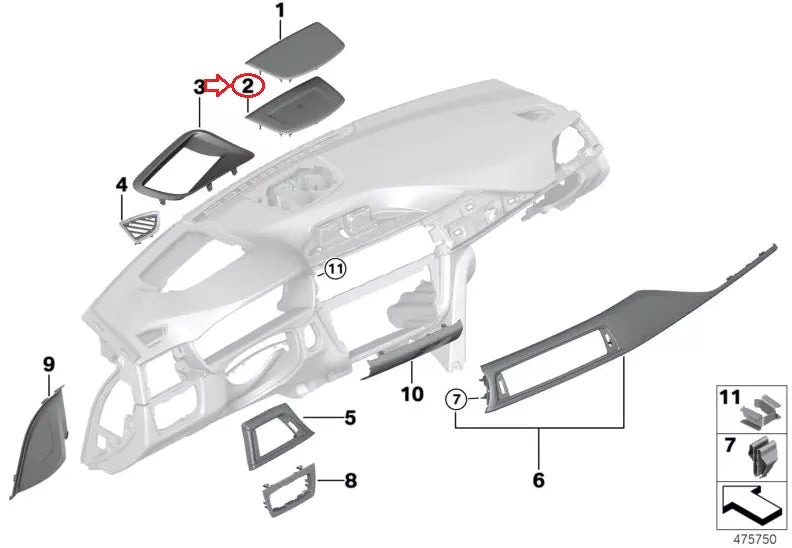 NEW BMW 3 F30 DASHBOARD CENTER SPEAKER COVER 51459239293 ORIGINAL