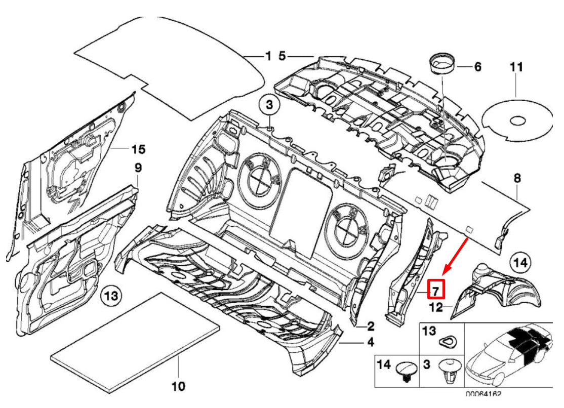 NEW BMW 3 E46 REAR RIGHT WHEEL HOUS. SOUND INSULATING 51488204060 8204060