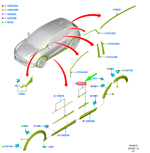 new ford puma rear right door molding 2496989 l1tb-s24730-fasma4 original