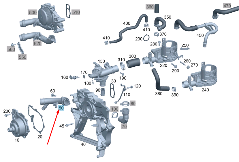 NEW MERCEDES-BENZ VITO W639 WATER PUMP COOLANT LINE A6512000051 ORIGINAL