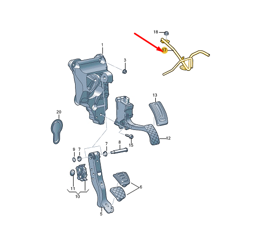 new skoda enyaq iv brake and accel. lever crash member rhd 1ec723913e original