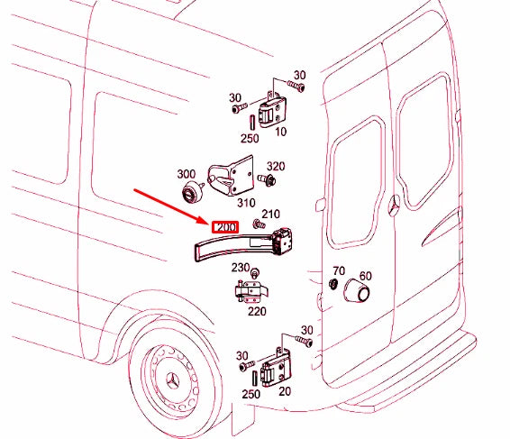 NEW MERCEDES-BENZ SPRINTER 906 REAR PANEL DOOR BRACKET A9067600228 ORIGINAL
