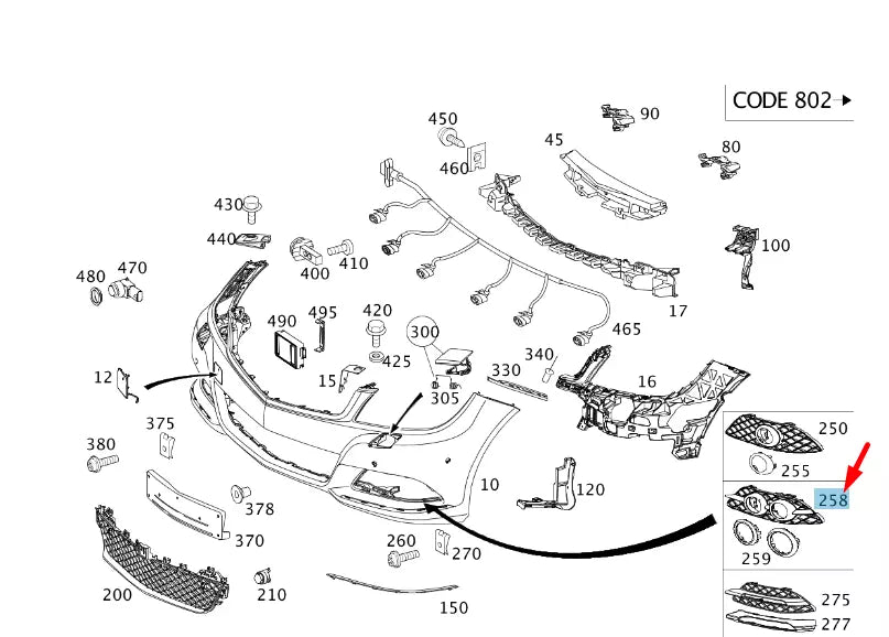 NEW MERCEDES-BENZ C W204 FRONT BUMPER LEFT GRILLE A2048850953 ORIGINAL