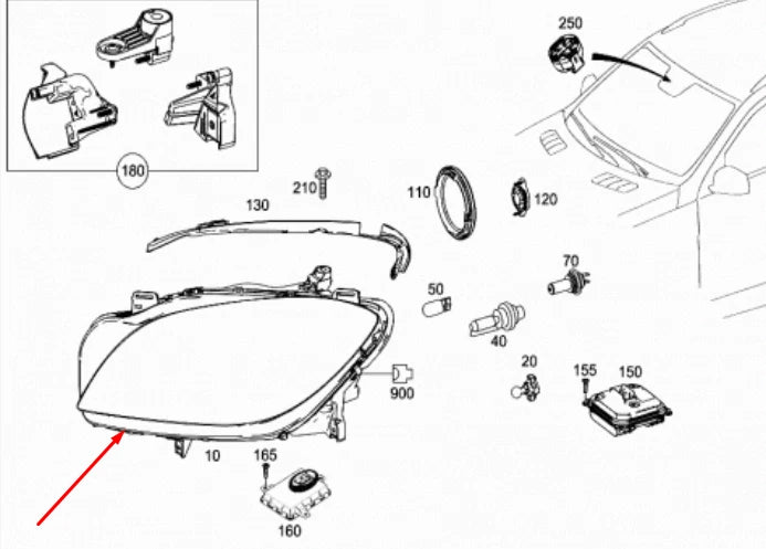 NEW MERCEDES-BENZ GL-CLASS X166 RIGHT HEADLIGHT HALOGEN LHD A1668207061