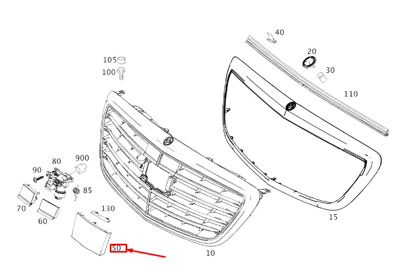 NEW MERCEDES-BENZ S W222 FRONT CENTER RADAR SENSOR COVER A2228211400 ORIGINAL