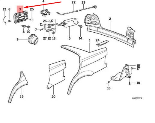 NEW BMW 3 E36 FUEL FLAP DOOR 51171960024 1960024 ORIGINAL