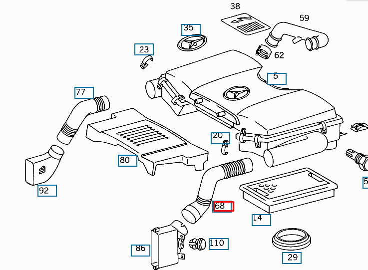 new mercedes benz s w140 left air inlet hose a1190901682 original