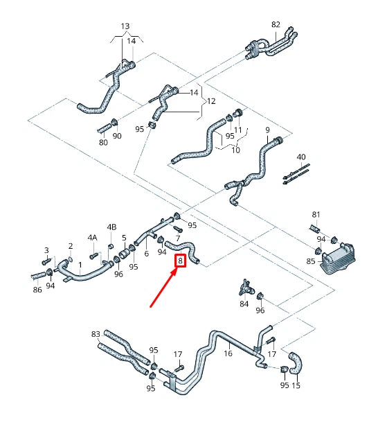 NEW VW PASSAT CC 35 ENGINE COOLANT HOSE 3C0121058AS ORIGINAL
