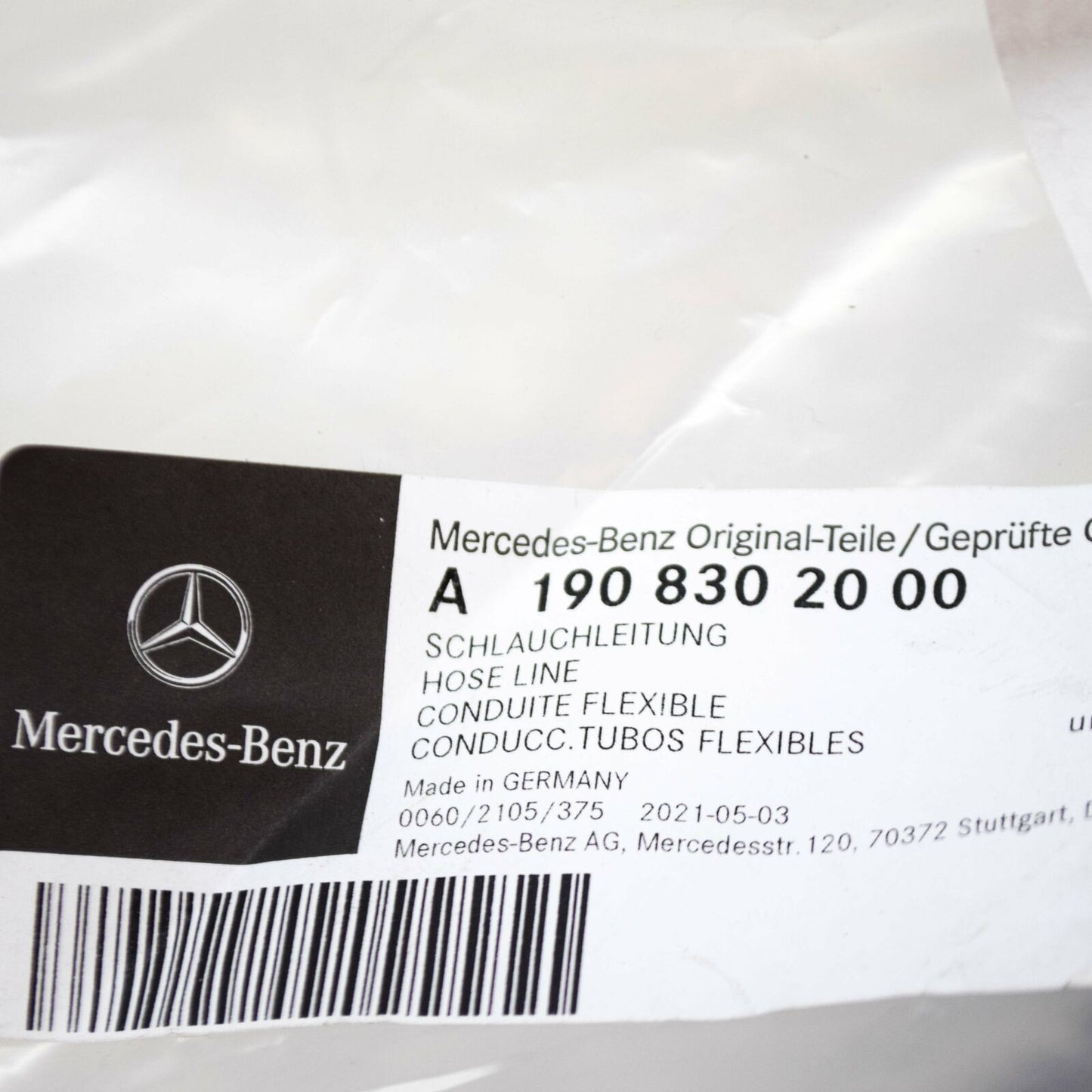 NEW MERCEDES-BENZ AMG GT ROADSTER R190 HVAC HEATER HOSE A1908302000 ORIGINAL