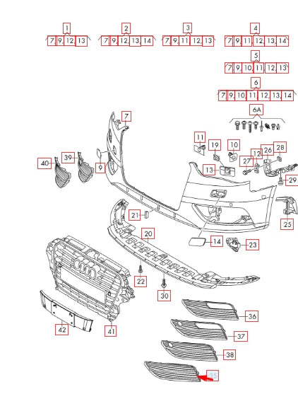 NEW AUDI A3 8PA FRONT BUMPER LEFT SIDE GRILLE 8V3807681 BMT 2013