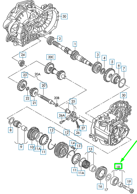 NEW VOLKSWAGEN PASSAT B8 3G GEARBOX ROLLER SLEEVE 02S311375E ORIGINAL
