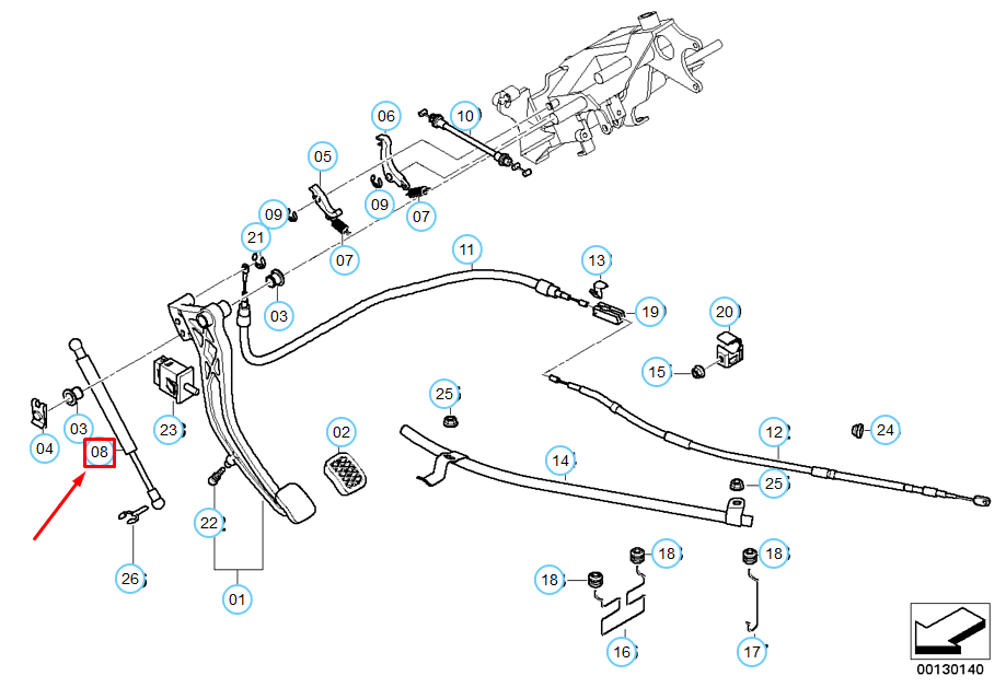 new bmw 7 e38 parking brake pedal shock absorber 35511165407 original