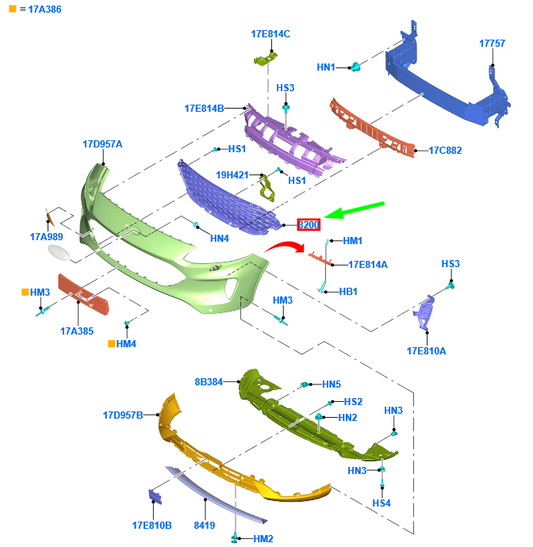 new ford kuga mk3 front radiator grille 2586147 original