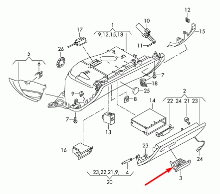 new audi q5 8r glove box handle lhd 8k18571313q7 8k1857131 3q7 original