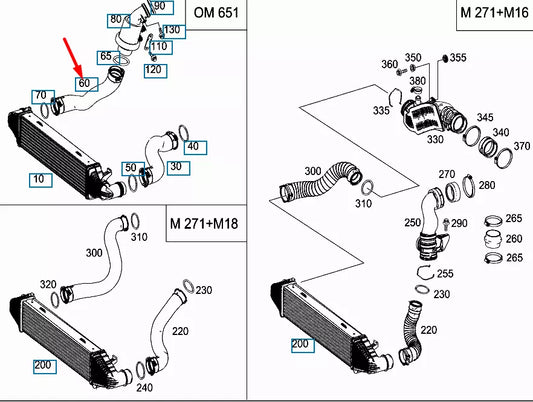 NEW MERCEDES-BENZ C-CLASS W204 RIGHT SIDE INTERCOOLER HOSE A2045286682