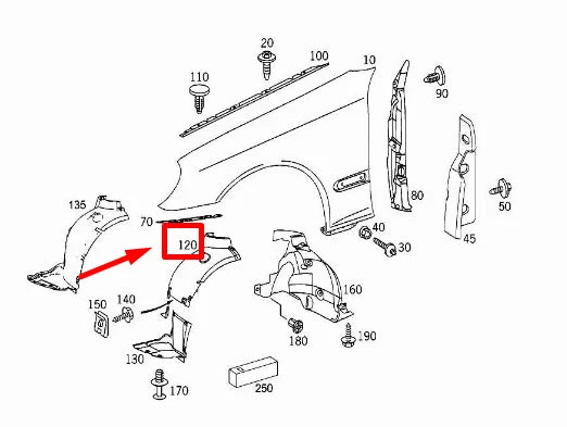 NEW MERCEDES-BENZ C W203 FRONT LEFT INNER FENDER A2038841322 ORIGINAL