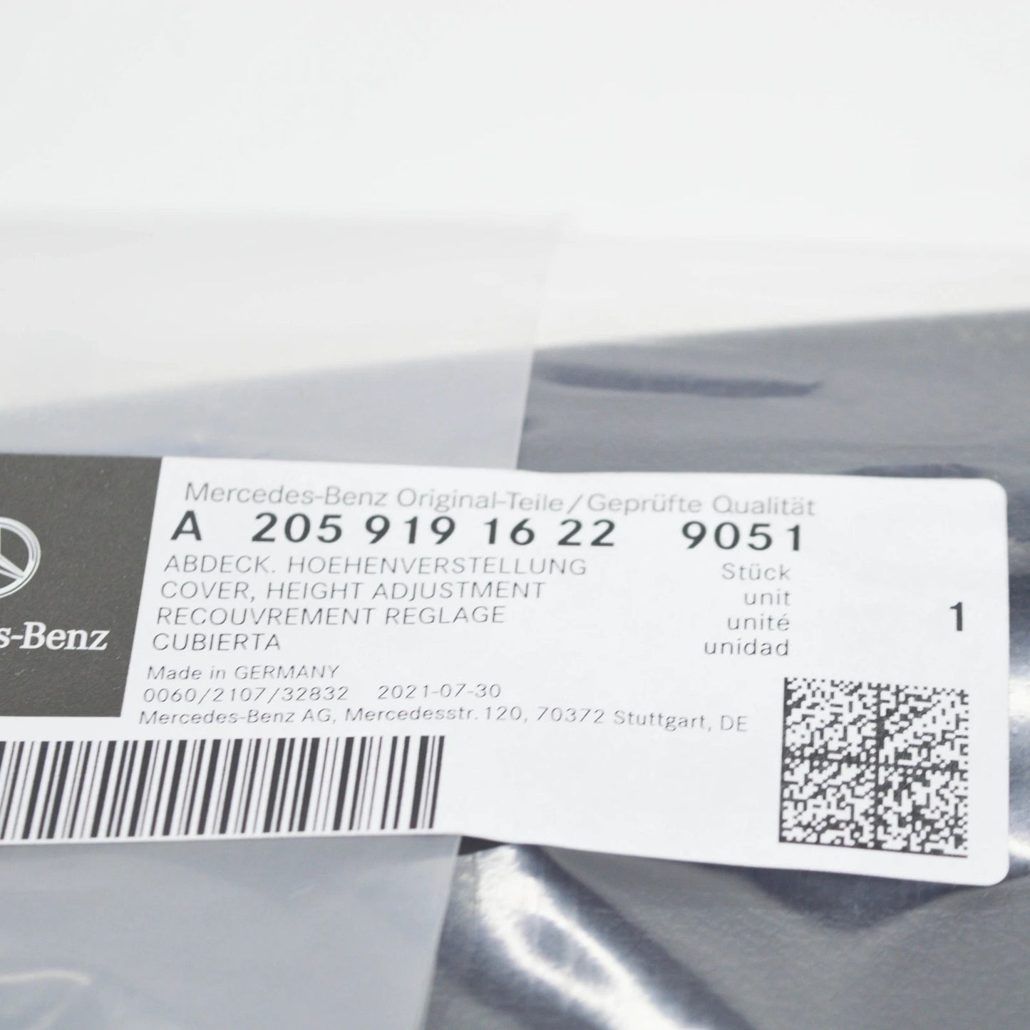 NEW MERCEDES-BENZ C W205 FRONT RIGHT SEAT COVER TRIM A20591916229051